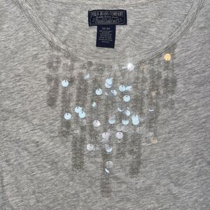 Polo Jeans Company Women's‎ Short Sleeve Shirt Sequence Top Grey Medium